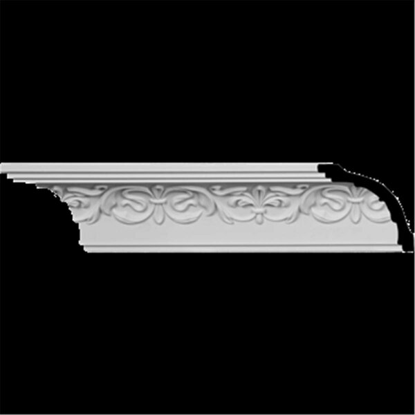 Dwellingdesigns Fleur-de-lis Crown Moulding - White - 3.25 in. H x 3.50 in. P x 4.62 in. F x 96 in. L DW2963757